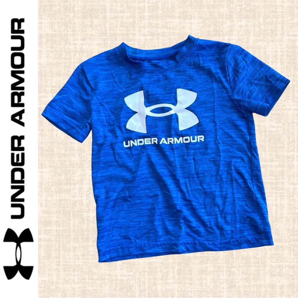 Under Armour Youth Graphite Blue Heathered Short Sleeve Dri Fit Tee / Size 4